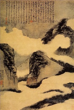 Shitao mountains in the mist 1702 old Chinese Oil Paintings